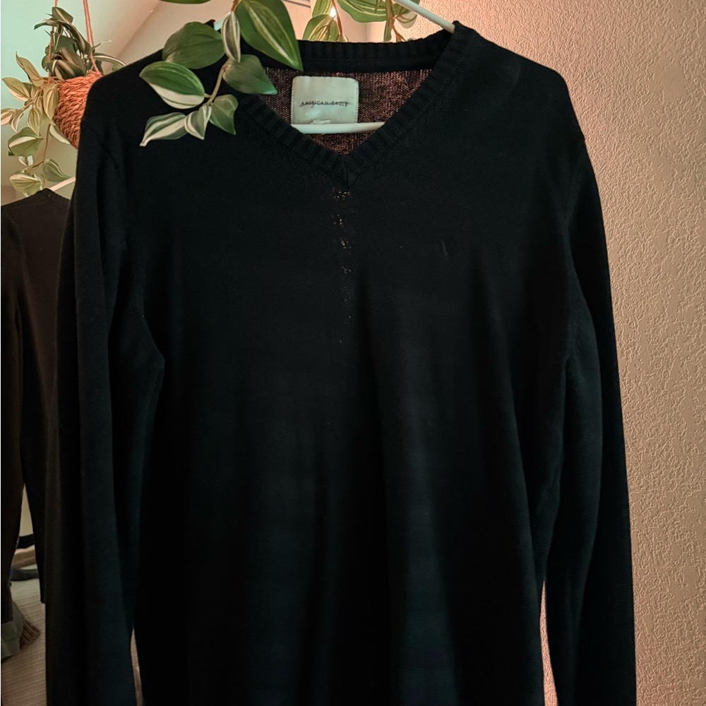 American Eagle Outfitters Black V-Neck Sweater